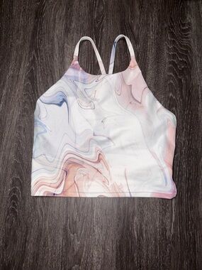 Old Navy Marble Print Cropped Tank Top in Pastel Pink & Blue